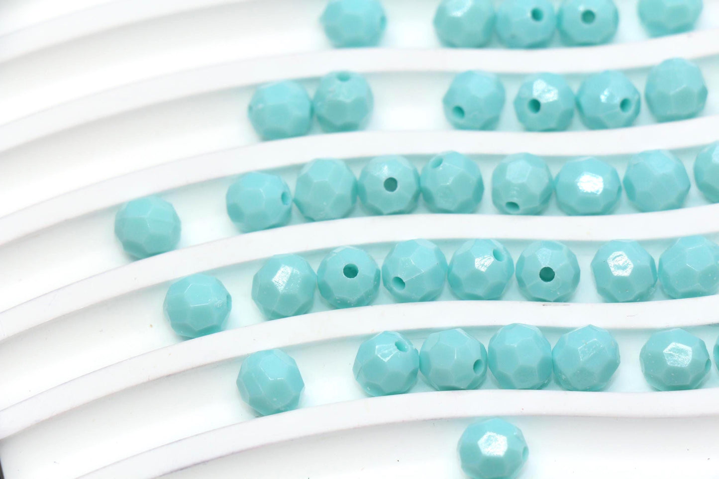 8mm Aqua Teal Faceted Acrylic Beads, Round Bracelet Beads for Jewelry Making #559