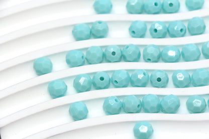 8mm Aqua Teal Faceted Acrylic Beads, Round Bracelet Beads for Jewelry Making #559