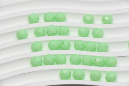 8mm Light Green Faceted Acrylic Beads, Round Bracelet Beads for Jewelry Making #552