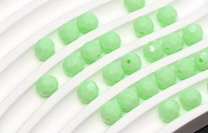 8mm Light Green Faceted Acrylic Beads, Round Bracelet Beads for Jewelry Making #552