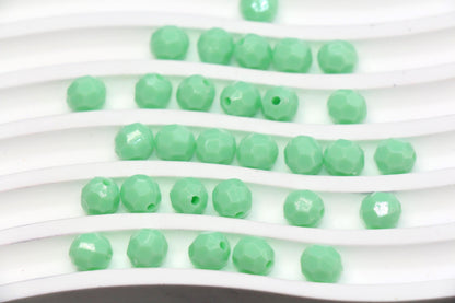 8mm Mint Green Faceted Acrylic Beads, Round Bracelet Beads for Jewelry Making #557