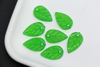 Green Leaf Acrylic Beads, Translucent Leaf Charm Beads for Jewelry Making, Nature DIY Craft Supplies