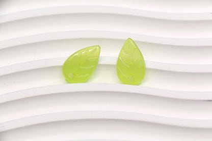 Green Leaf Acrylic Beads, Translucent Leaf Charm Beads for Jewelry Making, Nature DIY Craft Supplies