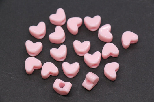 12mm Pink Heart Beads for Bracelets & Crafts #687