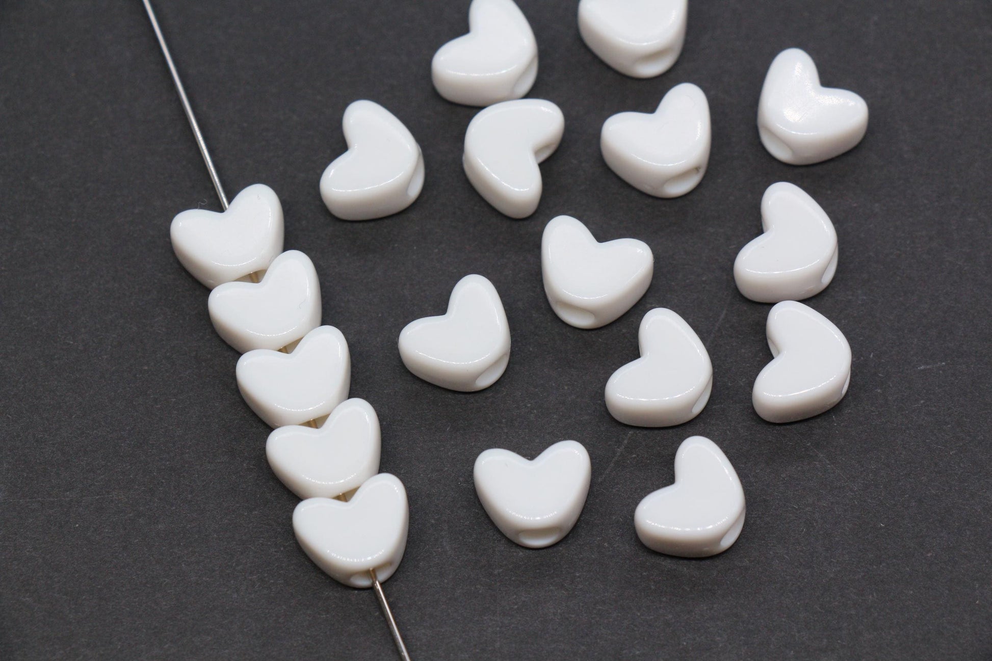 12mm Pink Heart Beads for Bracelets & Crafts #391