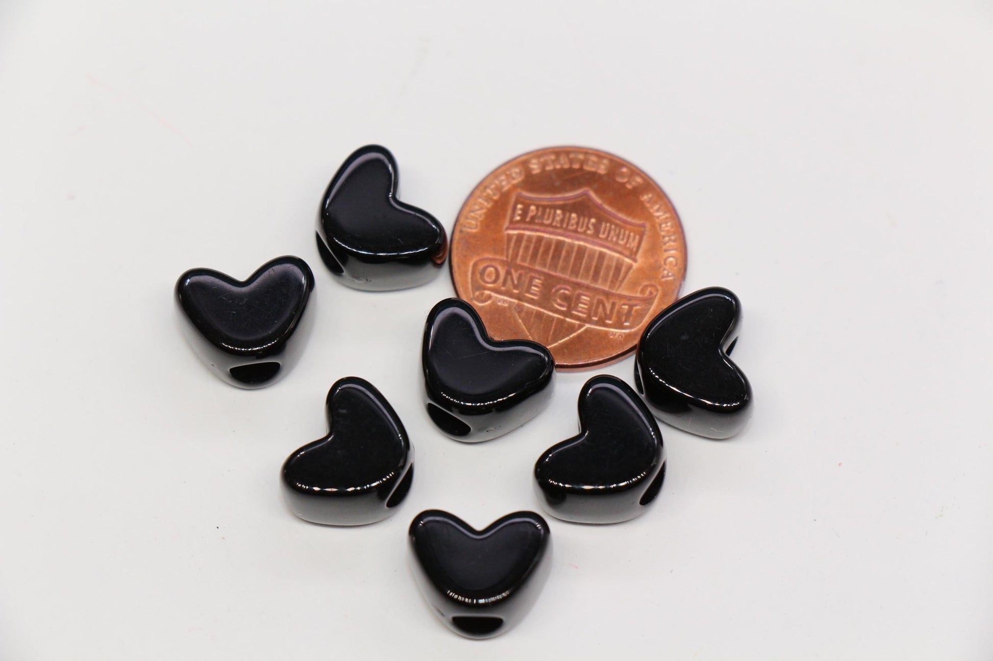 12mm Black Heart Beads for Bracelets & Crafts #763