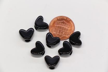 12mm Black Heart Beads for Bracelets & Crafts #763