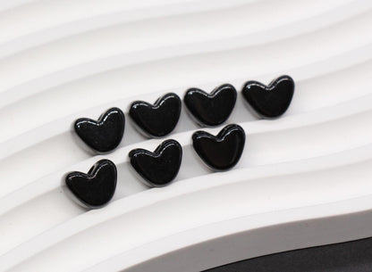 12mm Black Heart Beads for Bracelets & Crafts #763