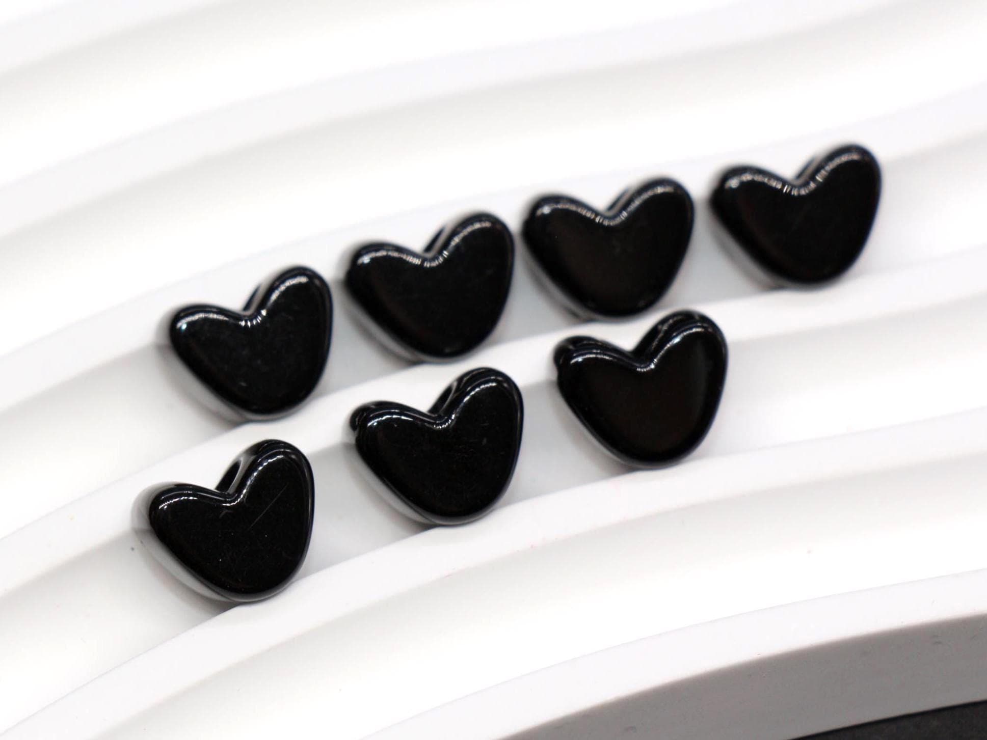 12mm Black Heart Beads for Bracelets & Crafts #763