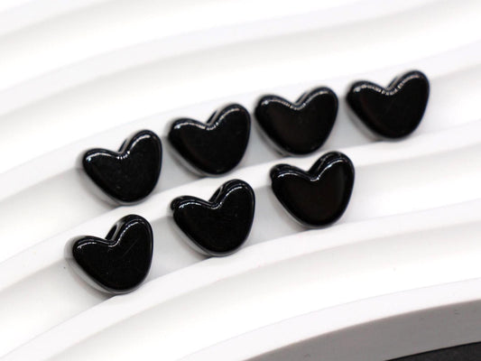 12mm Black Heart Beads for Bracelets & Crafts #763