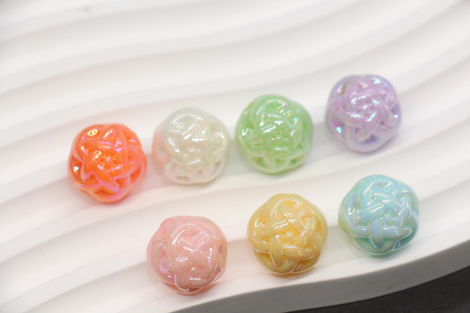 15mm Twisted AB Beads, Large Iridescent Acrylic for Jewelry Making #3551