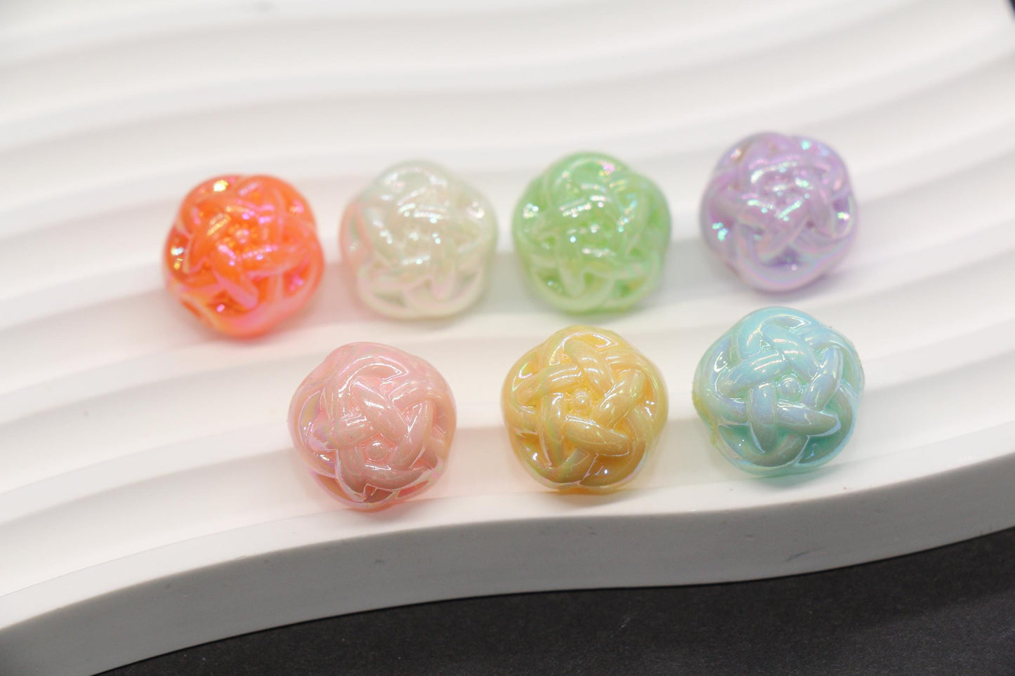 15mm Twisted AB Beads, Large Iridescent Acrylic for Jewelry Making #3551