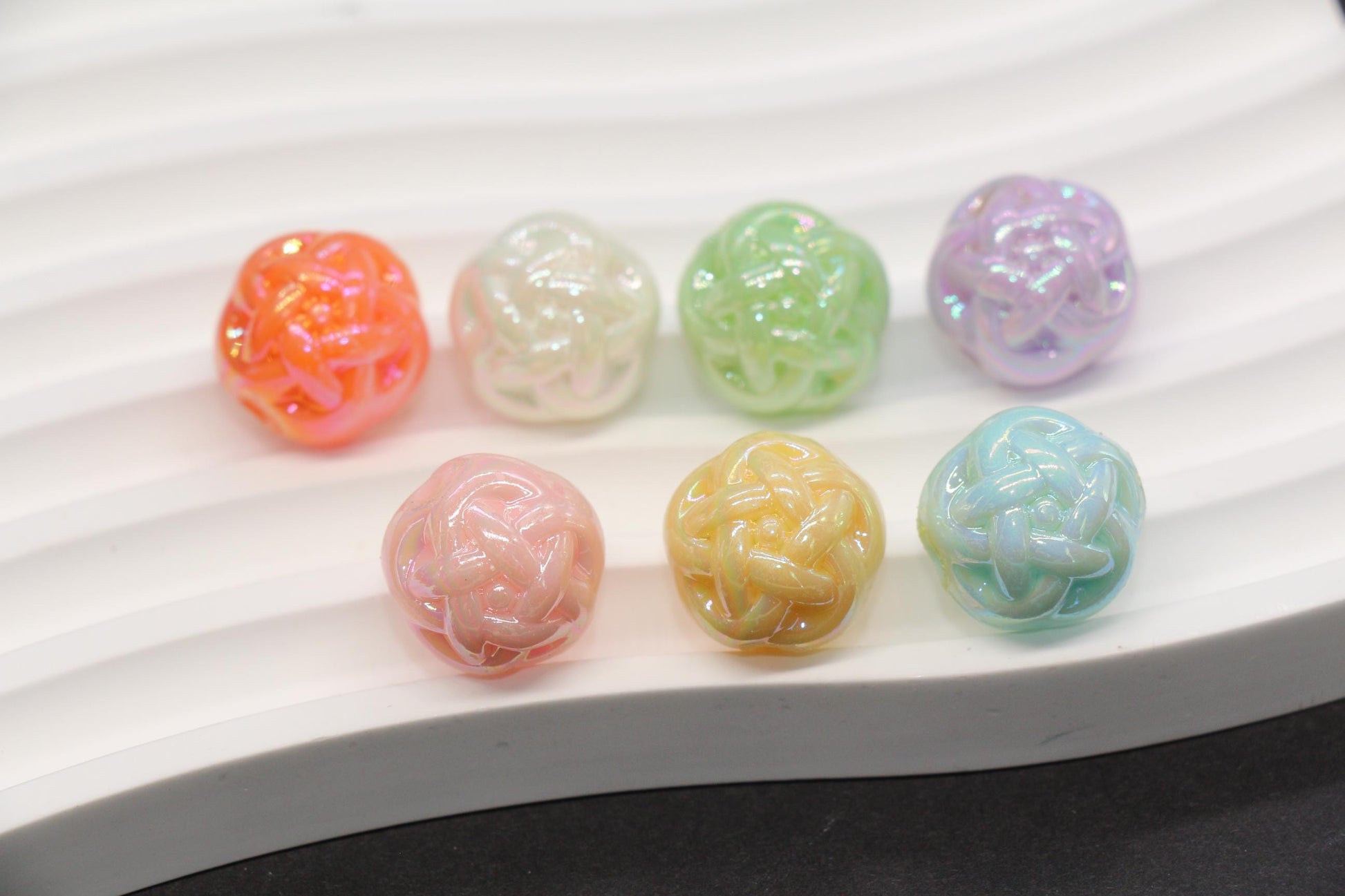 15mm Twisted AB Beads, Large Iridescent Acrylic for Jewelry Making #3551