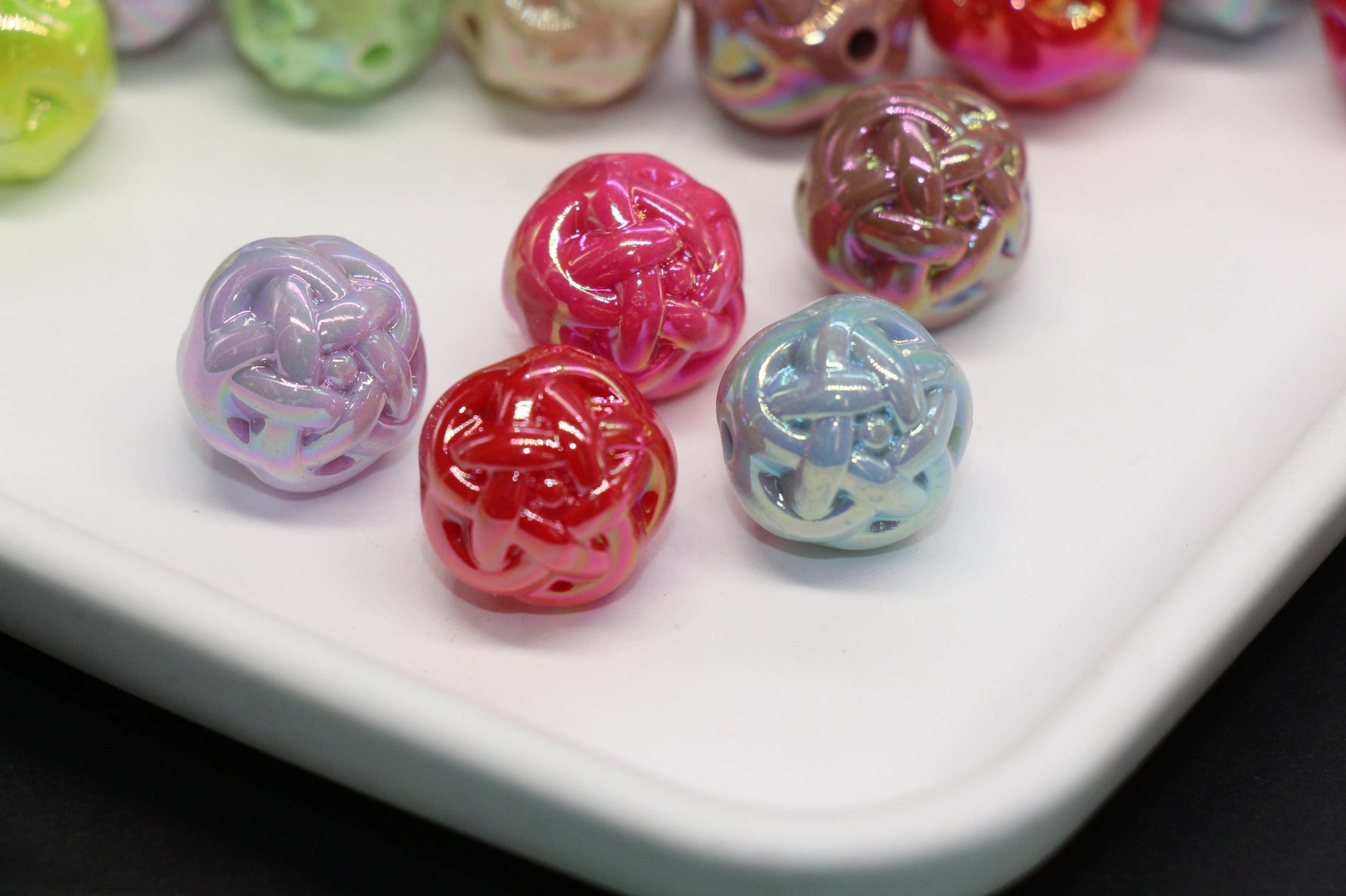 15mm Twisted AB Beads, Vibrant Large Iridescent Acrylic for Jewelry Making #3552