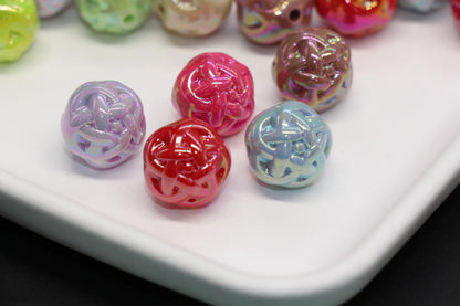 15mm Twisted AB Beads, Vibrant Large Iridescent Acrylic for Jewelry Making #3552