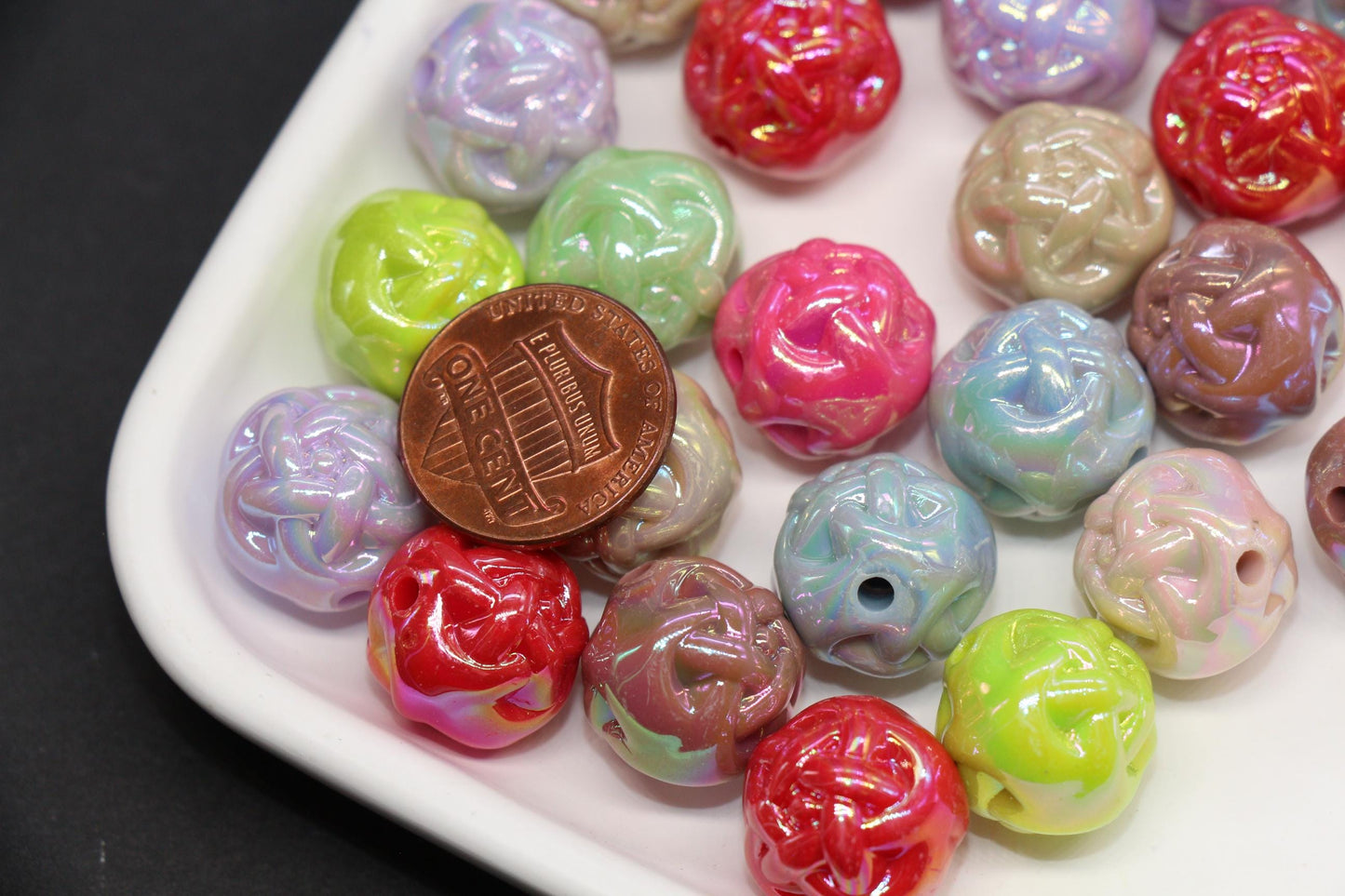 15mm Twisted AB Beads, Vibrant Large Iridescent Acrylic for Jewelry Making #3552