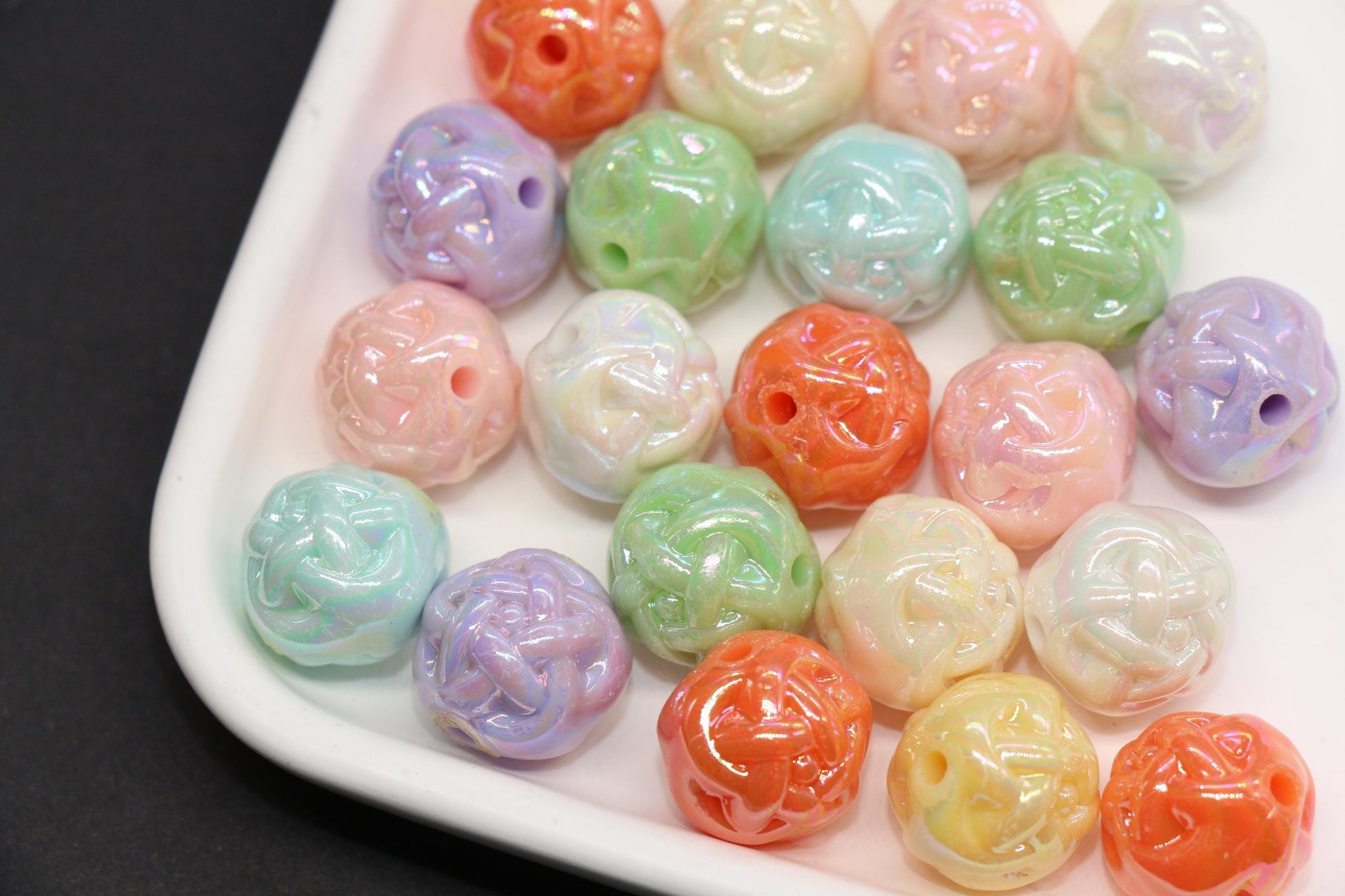 15mm Twisted AB Beads, Large Iridescent Acrylic for Jewelry Making #3551
