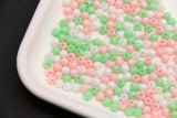 4mm Pastel Garden Mix Round Beads, Pink, White, Green Spacer Beads #3387