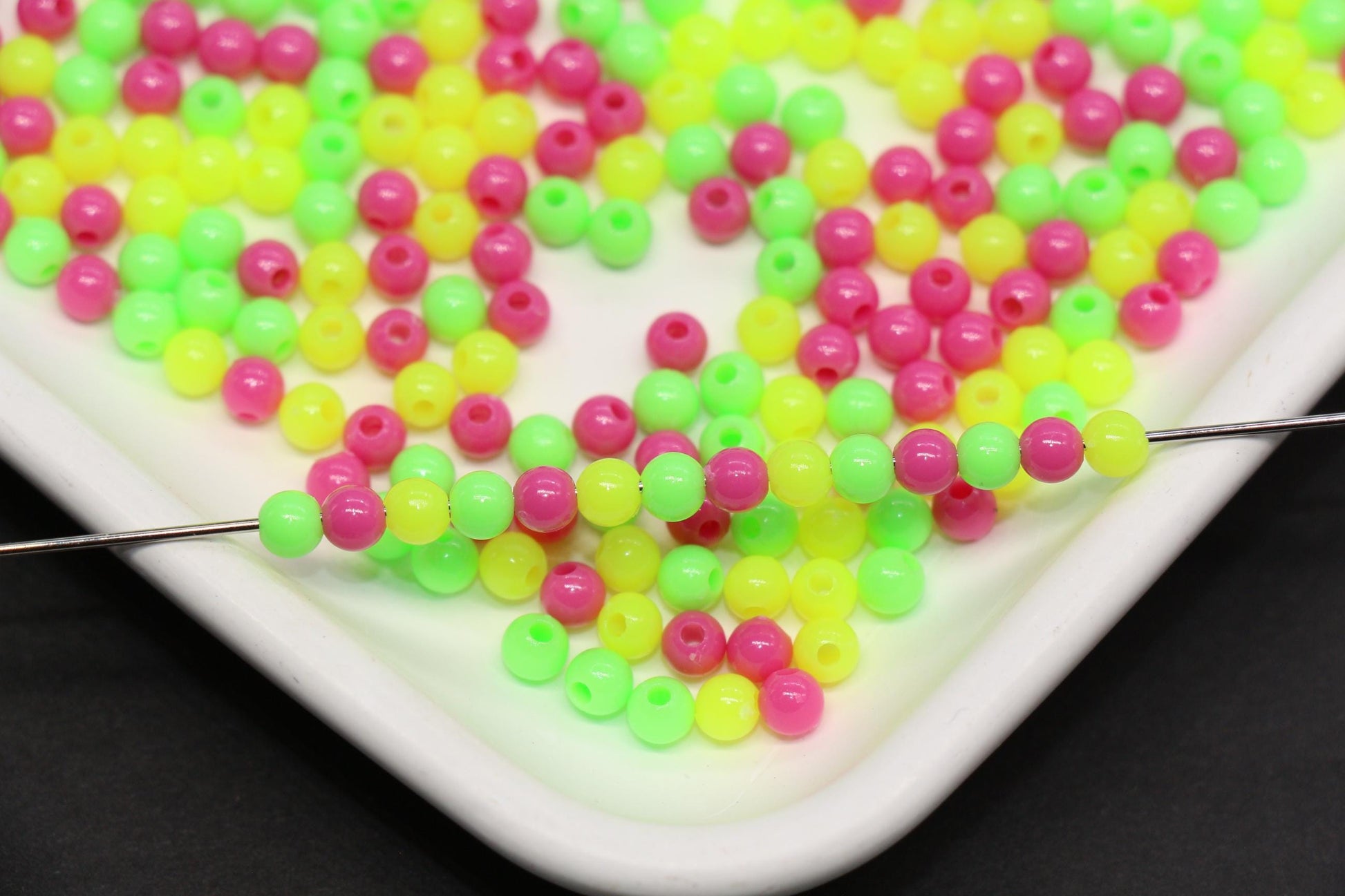 4mm Neon Mix Round Beads for Bracelets #3385