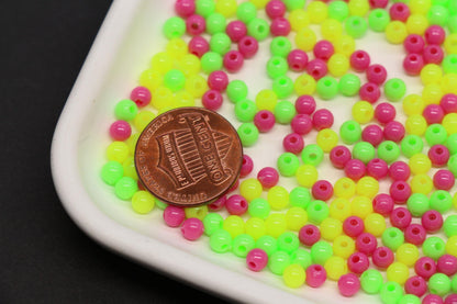 4mm Neon Mix Round Beads for Bracelets #3385