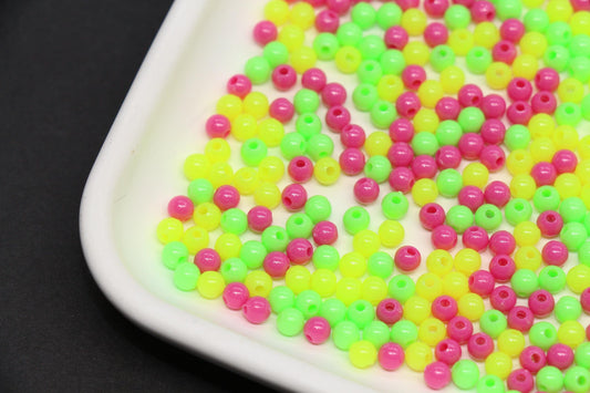 4mm Neon Mix Round Beads for Bracelets #3385