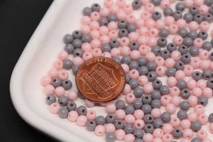 4mm Blush Pink and Gray Mix Beads for Bracelets #3384