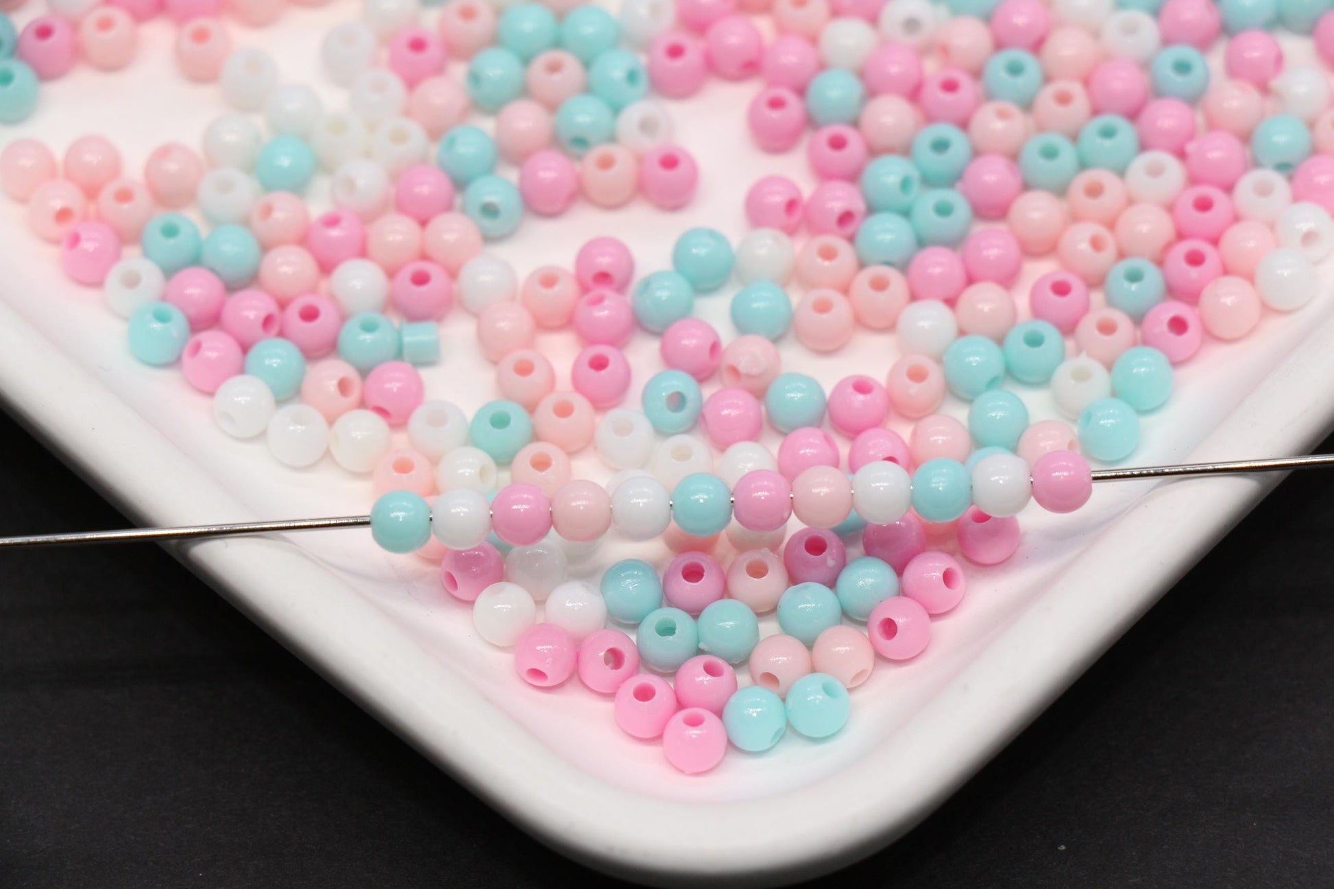 4mm Pastel Cotton Candy Mix Beads for Bracelets #3388