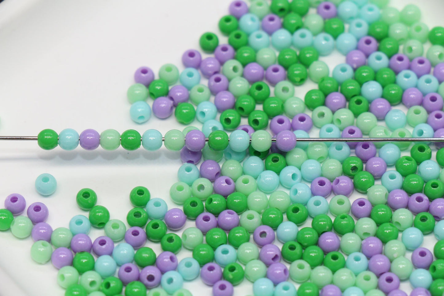 4mm Pastel Green Mix Beads for Bracelets #3381