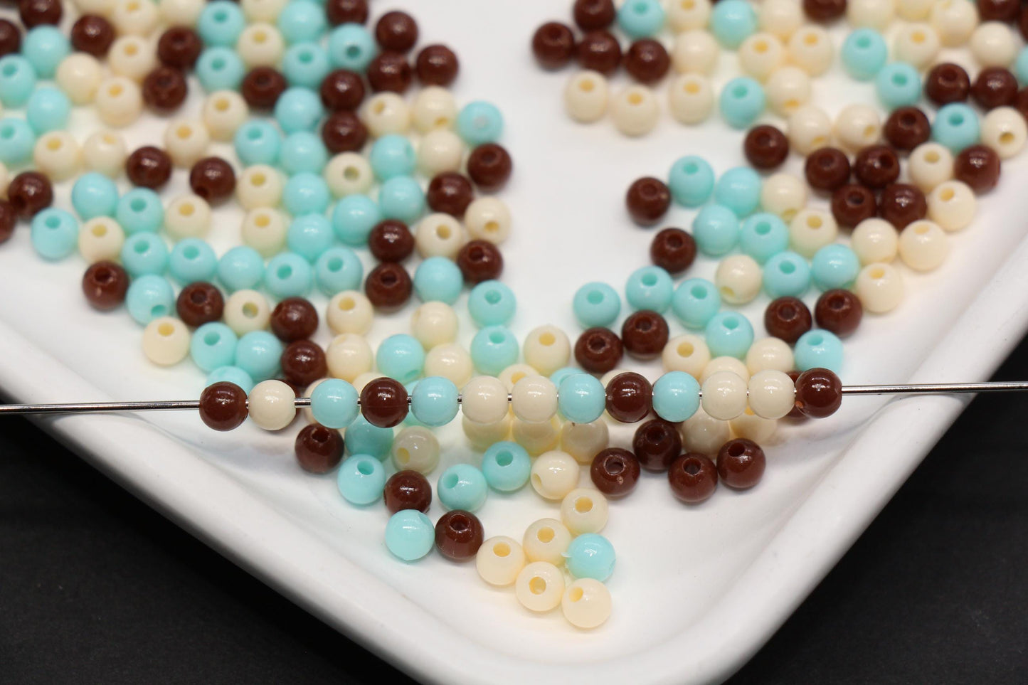 4mm Cocoa Mint Mix Beads for Bracelets #3380