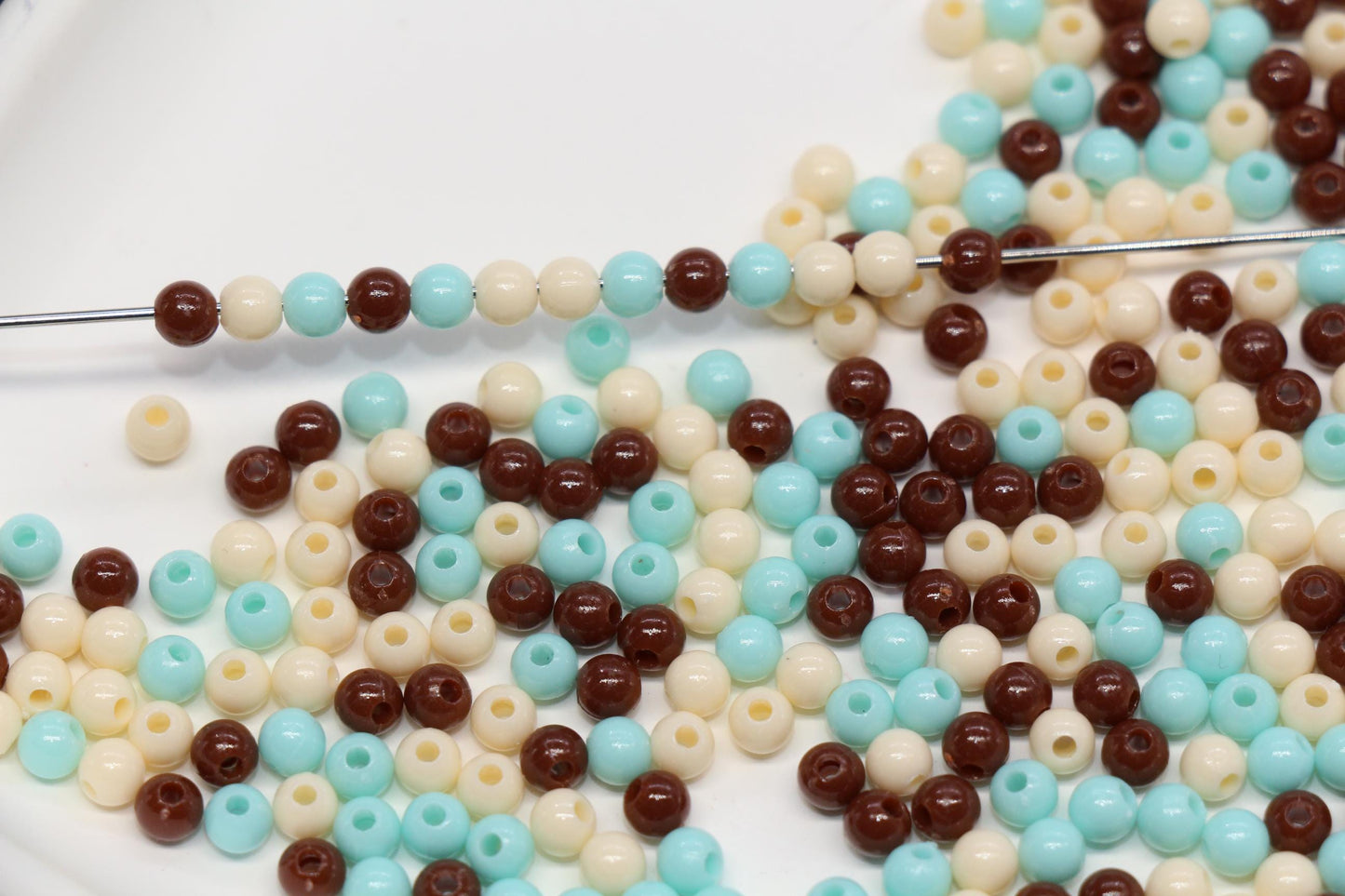 4mm Cocoa Mint Mix Beads for Bracelets #3380