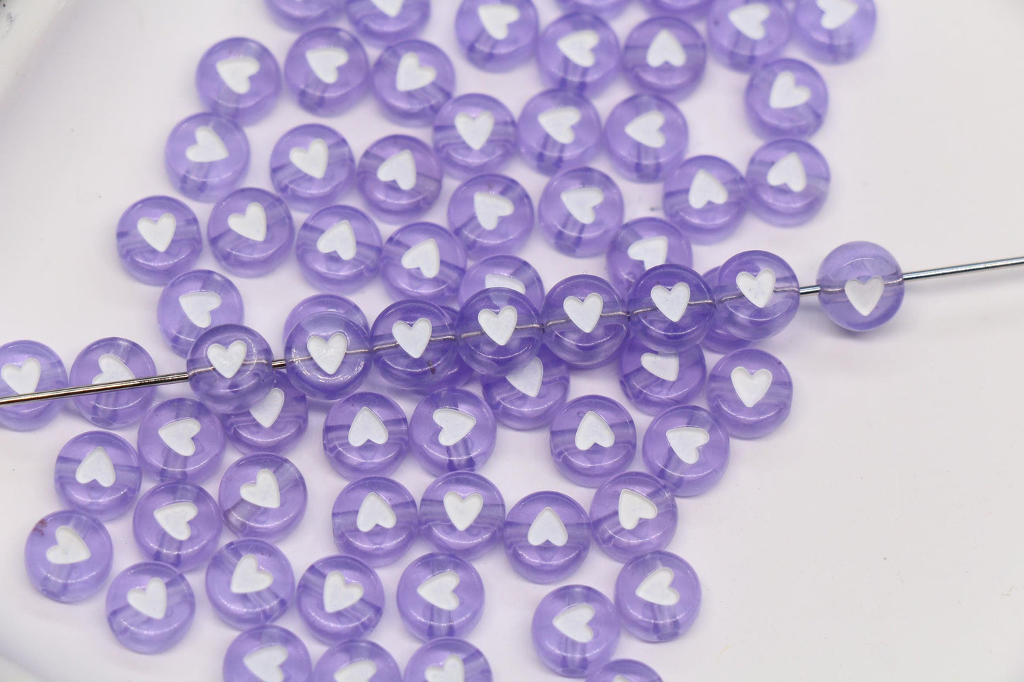 7mm Purple Heart Beads for Bracelets #3600