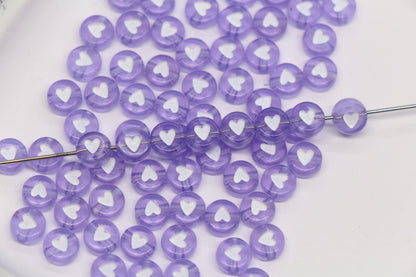 7mm Purple Heart Beads for Bracelets #3600