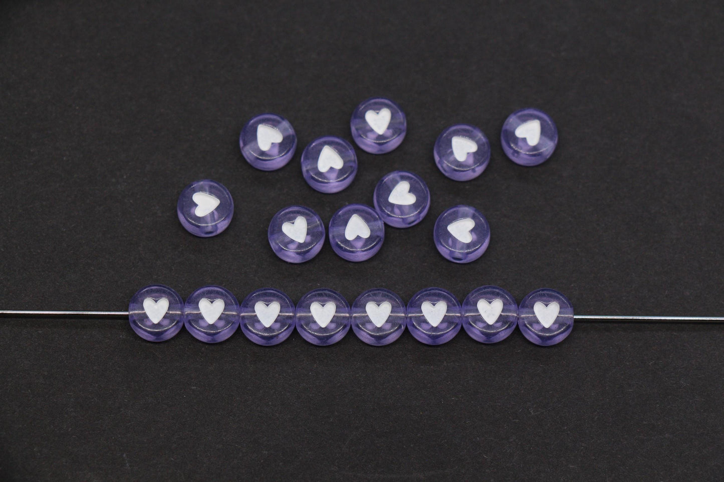 7mm Purple Heart Beads for Bracelets #3600