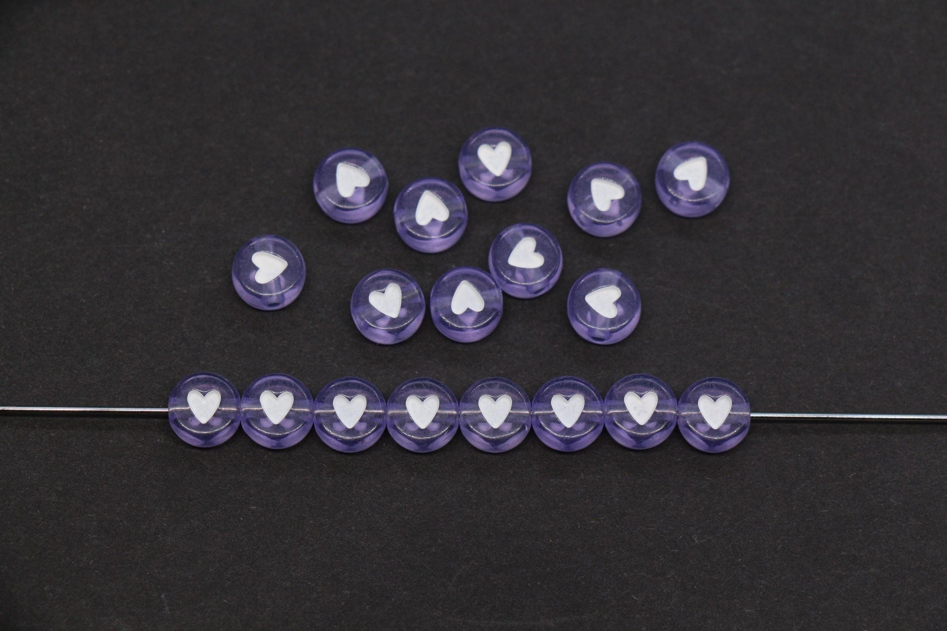 7mm Purple Heart Beads for Bracelets #3600