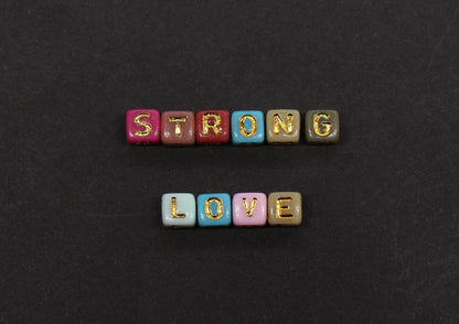 4.8mm Gold Letter Cube Beads for Jewelry #3603