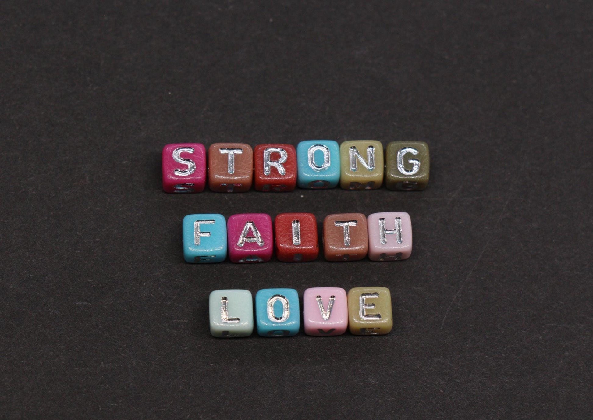 4.8mm Silver Letter Cube Beads for Jewelry #3604
