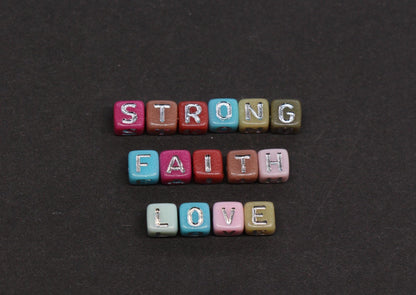 4.8mm Silver Letter Cube Beads for Jewelry #3604