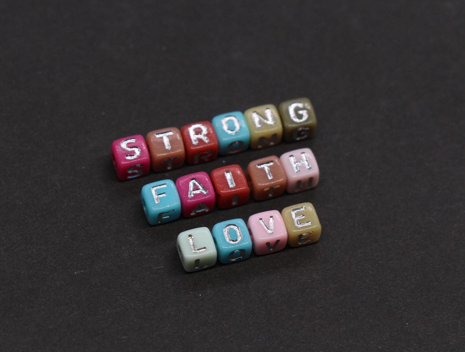 4.8mm Silver Letter Cube Beads for Jewelry #3604