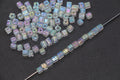 4mm clear AB iridescent square glass beads for beadwork