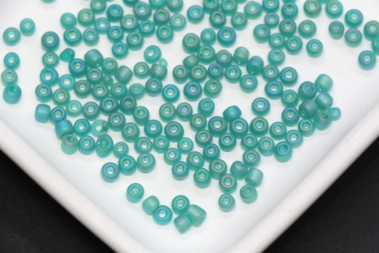 4mm Matte Teal Green Glass Seed Beads, Frosted Round Rocailles, Sea Green Beading Supplies for Jewelry Making #1023