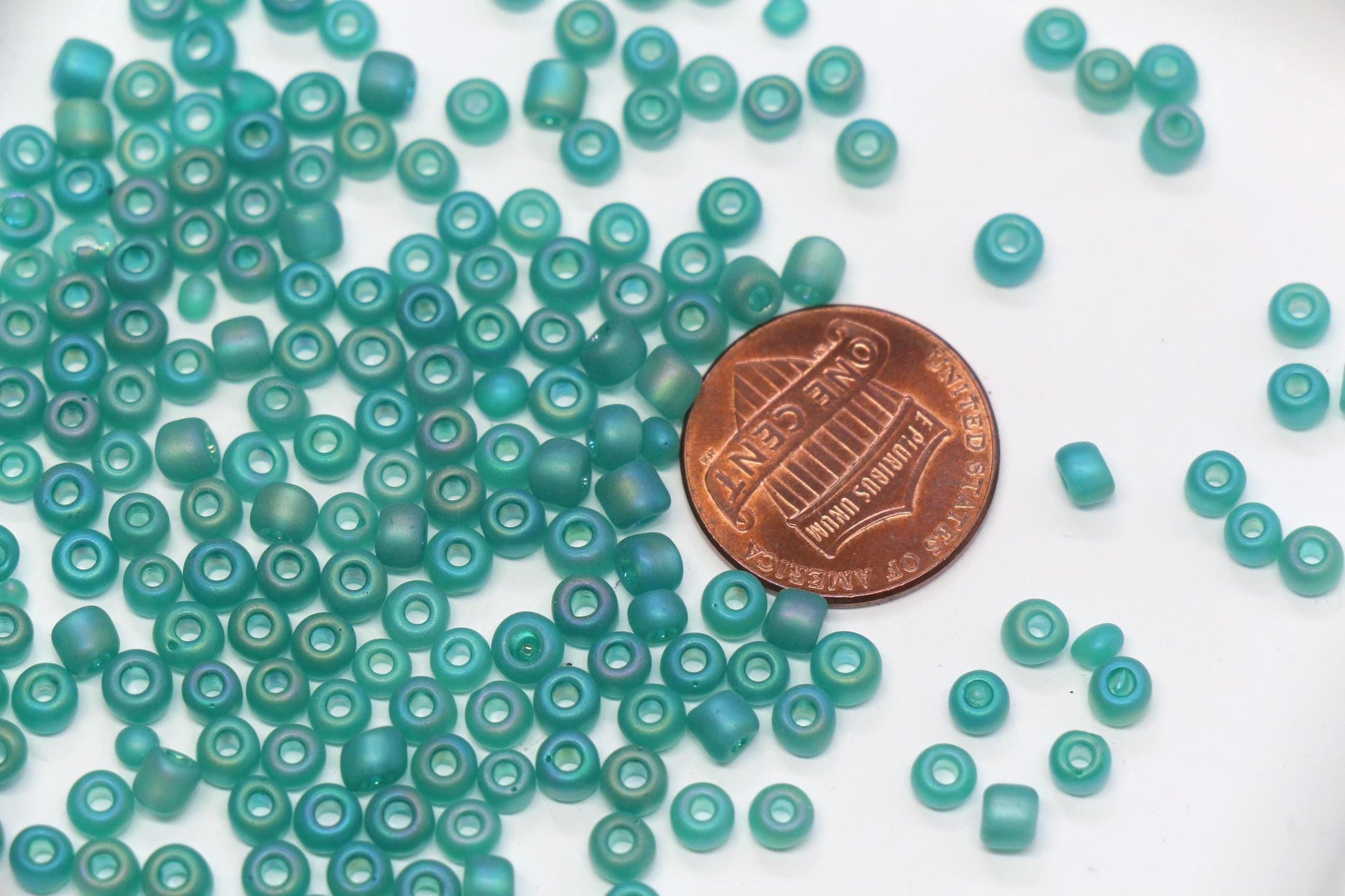 4mm Matte Teal Green Glass Seed Beads, Frosted Round Rocailles, Sea Green Beading Supplies for Jewelry Making #1023