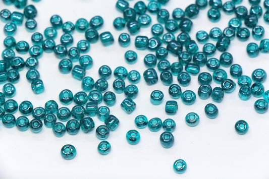 4mm Transparent Teal Green Glass Seed Beads, Glossy Round Rocailles, Emerald Teal Beading Supplies for Jewelry Making #1180
