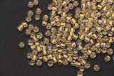4mm Glow in the Dark Glass Seed Beads, Transparent Orange Lined Rocailles, Luminous Beading Supplies #1024