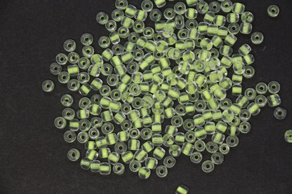 4mm Glow in the Dark Glass Seed Beads, Transparent Yellow Lined Rocailles, Luminous Beading Supplies #1139