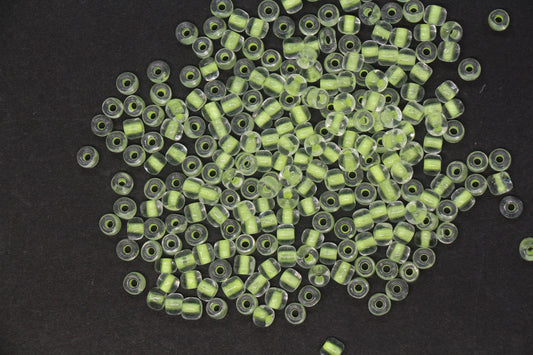 4mm Glow in the Dark Glass Seed Beads, Transparent Yellow Lined Rocailles, Luminous Beading Supplies #1139