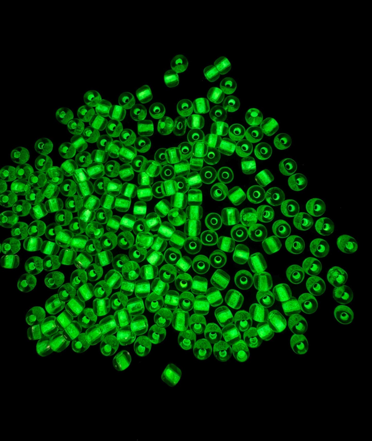 4mm Glow in the Dark Glass Seed Beads, Transparent Yellow Lined Rocailles, Luminous Beading Supplies #1139