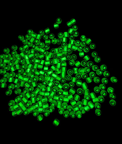 4mm Glow in the Dark Glass Seed Beads, Transparent Yellow Lined Rocailles, Luminous Beading Supplies #1139