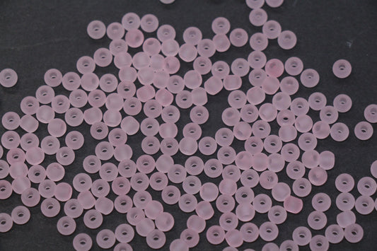 4mm Matte Pink Glass Seed Beads, Frosted Blush Translucent Round Rocailles, Soft Pastel Beads for Jewelry Making #1038