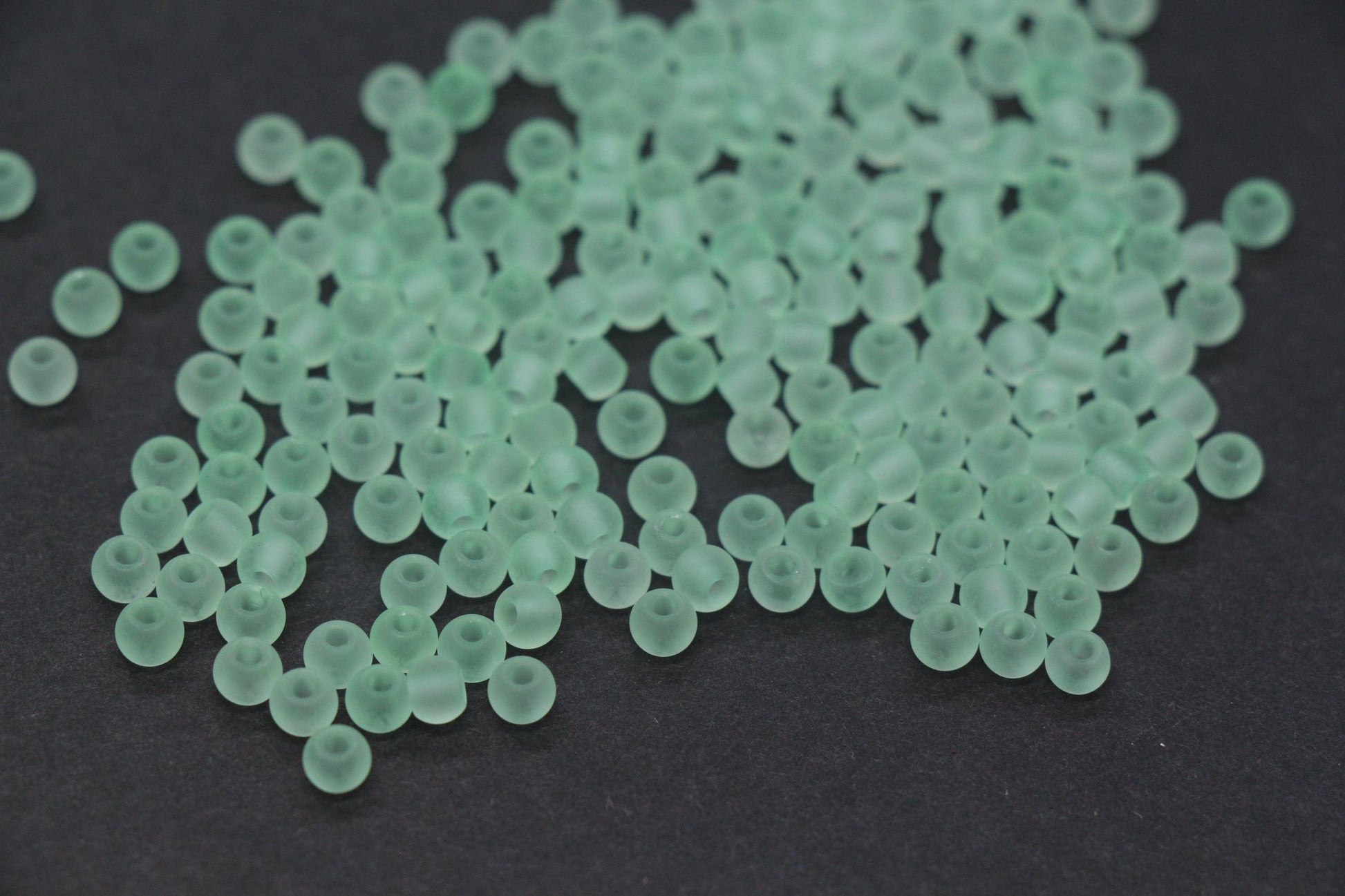 4mm Matte Mint Green Glass Seed Beads, Frosted Translucent Sage Rocailles, Soft Pastel Beads for Jewelry Making #1036