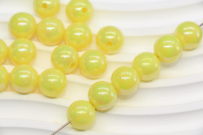 12mm Lemon Yellow AB Gumball Beads for Bracelets #469